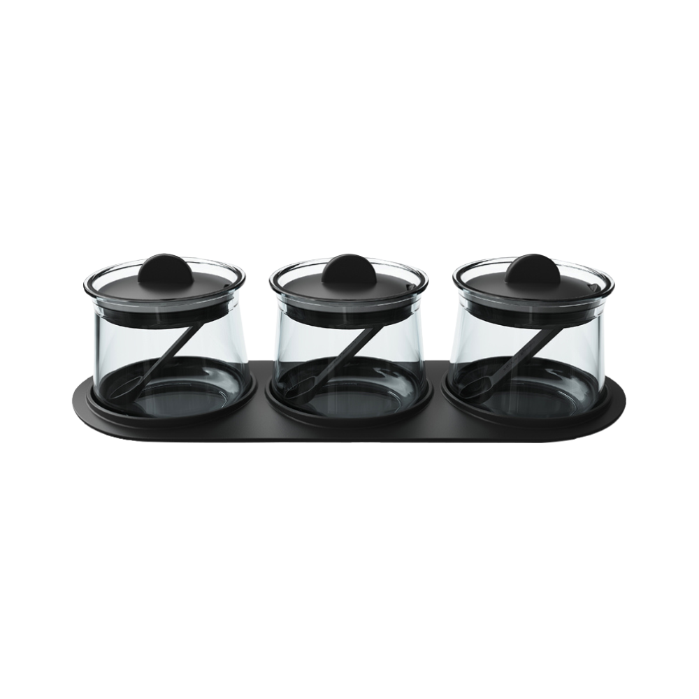 Robo Sunrise Spice Jar Spice Containers Set - Black