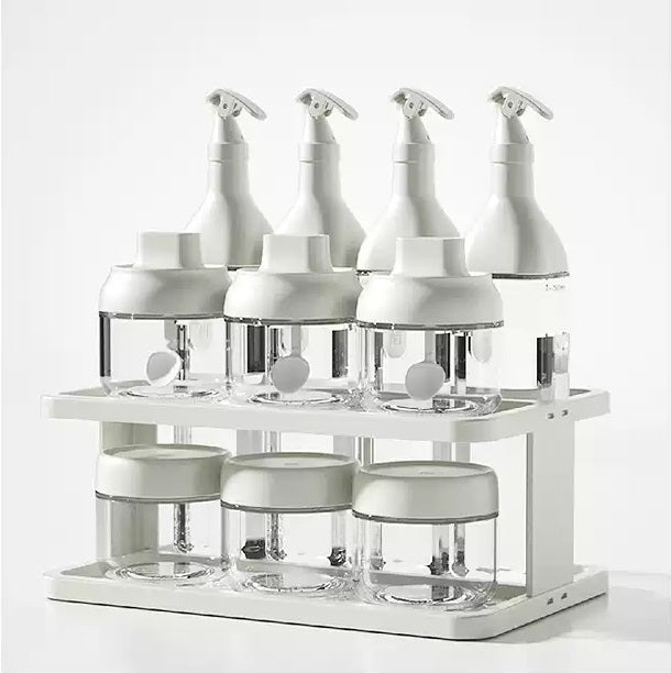 Robo M-Ling Large Capacity 10kg A11 Spice Jug & Oil Bottle 10pc Set - White Kitchen Supplies Condiment Bottle