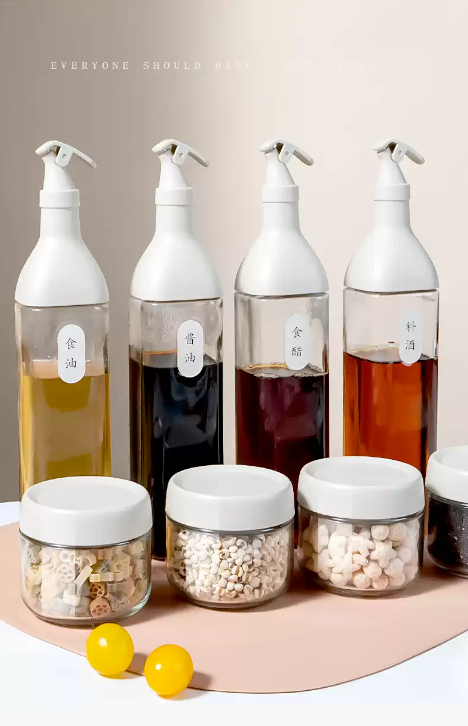 Robo M-Ling Large Capacity 10kg A11 Spice Jug & Oil Bottle 10pc Set - White Kitchen Supplies Condiment Bottle