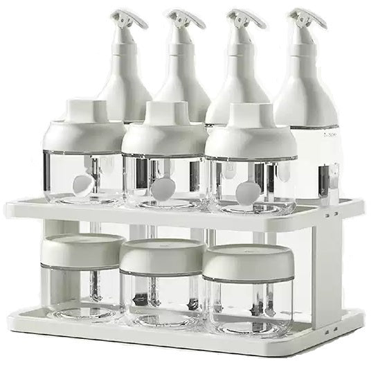 Robo M-Ling Large Capacity 10kg A11 Spice Jug & Oil Bottle 10pc Set - White Kitchen Supplies Condiment Bottle