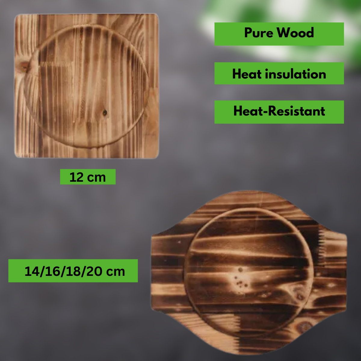 Korean Natural Stone Bowl Wood Trivet 20cm