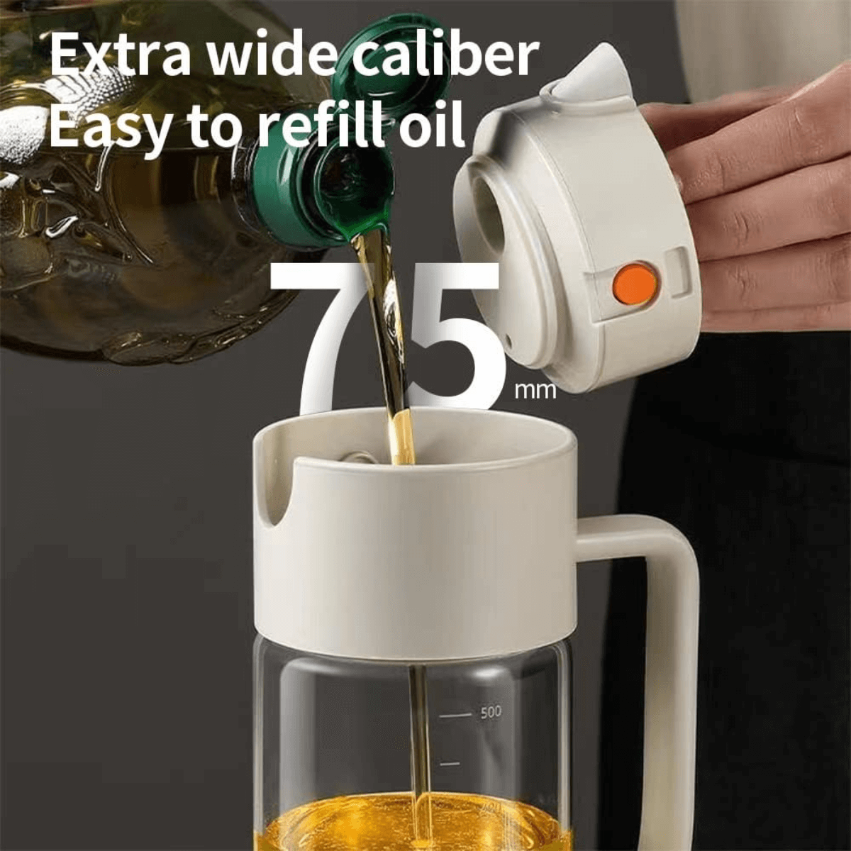 Thinkinge Easy-Open Auto Lid Oil Bottle 550ml - White
