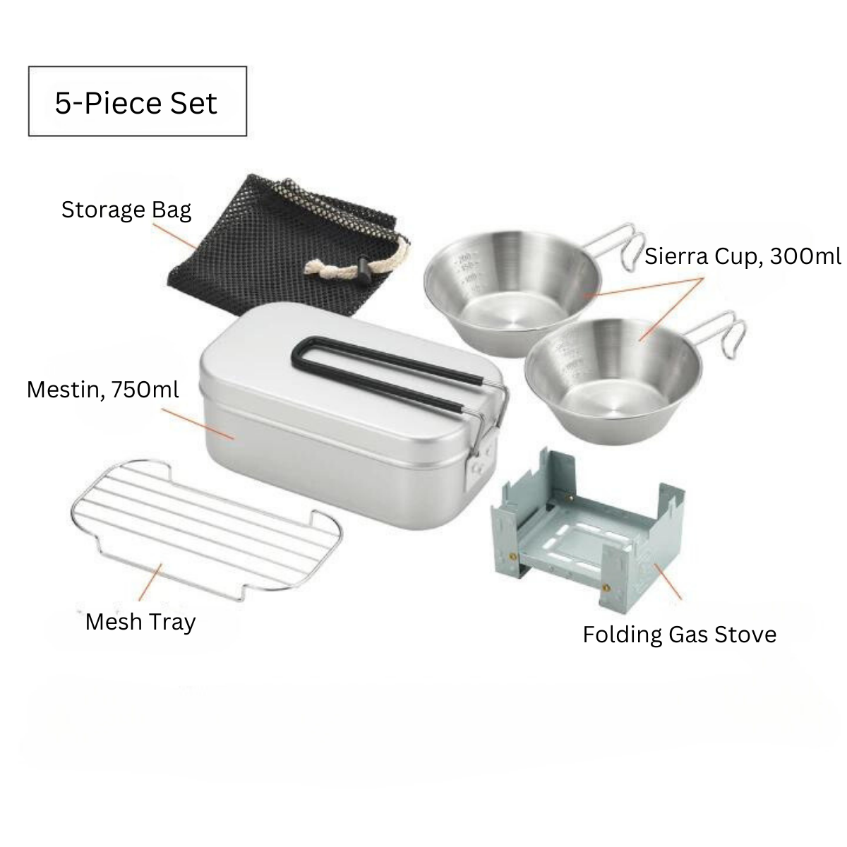 Tamahashi Catch Field Outdoor Camping 5P Set - Silver