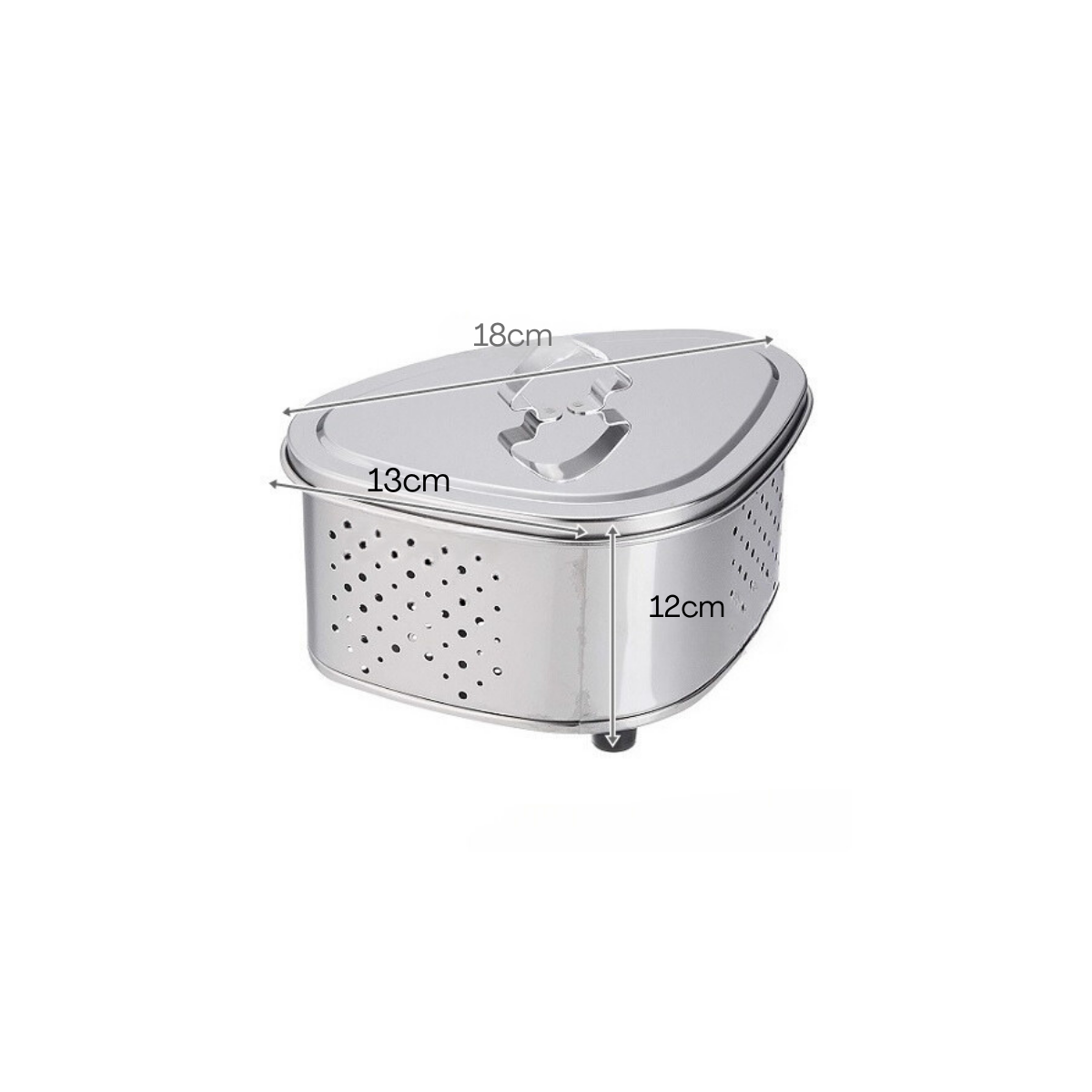 Tamahashi Antibacterial Stainless Steel Triangle Corner with Lid Small