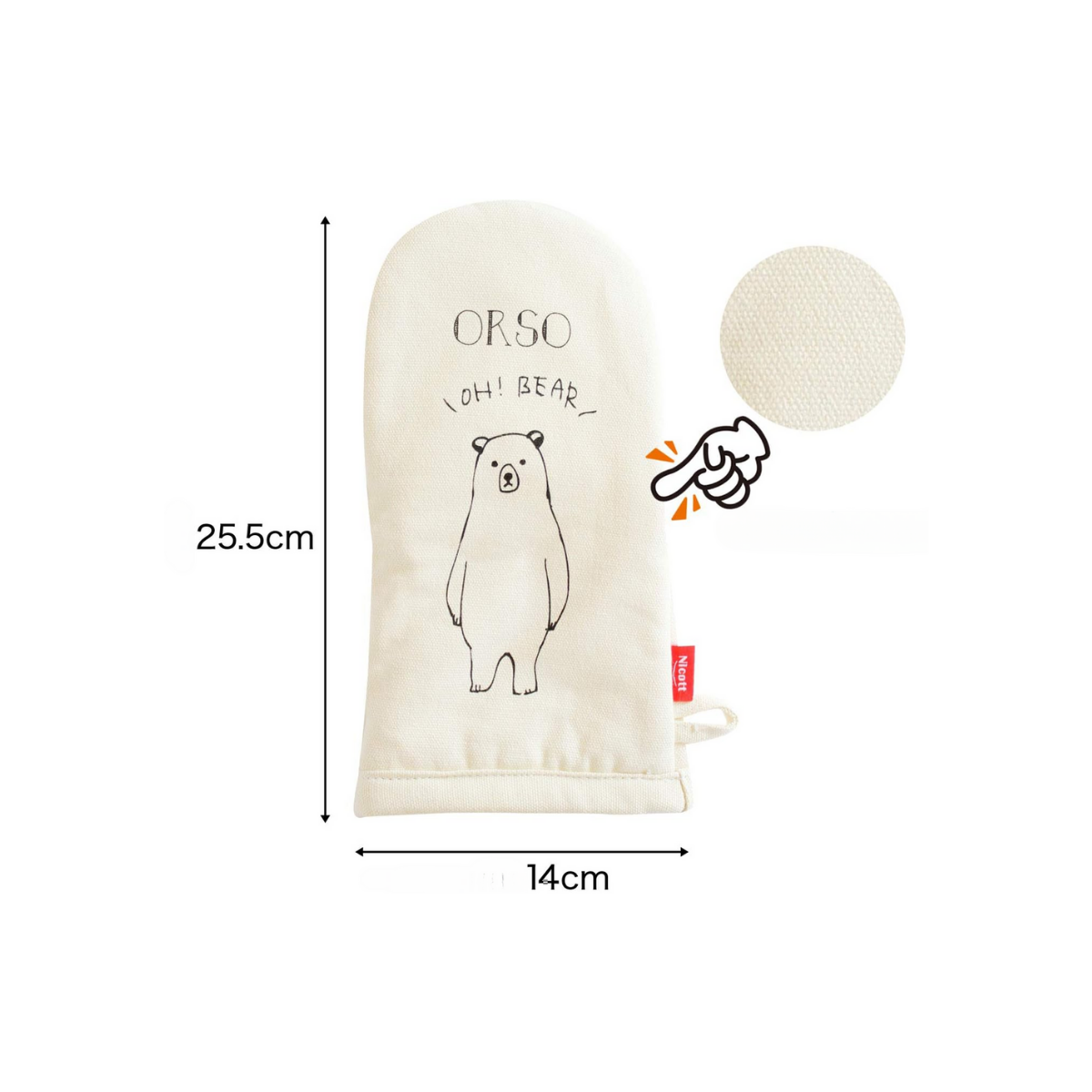 Sanbelm Nicotto Canvas Mittens Bear- White