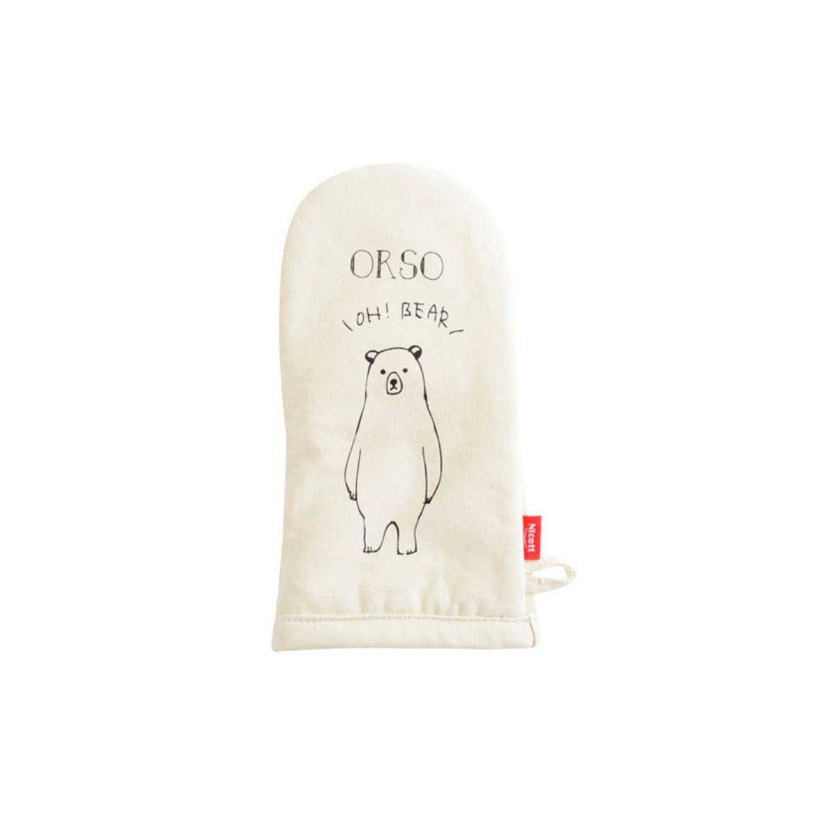 Sanbelm Nicotto Canvas Mittens Bear- White