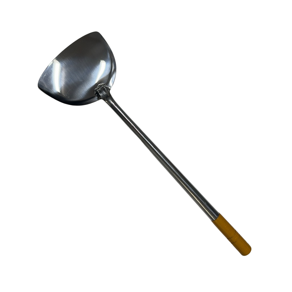 Kanda 18-0 Wooden Handle Pipe Chinese Spatula Large