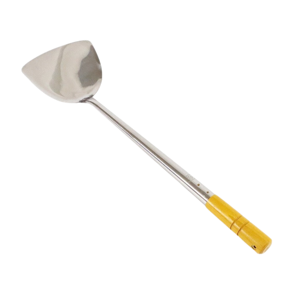 Kanda 18-0 Wooden Handle Pipe Chinese Spatula Large