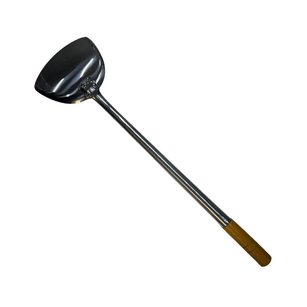 Kanda 18-0 Wooden Handle Pipe Chinese Spatula Small