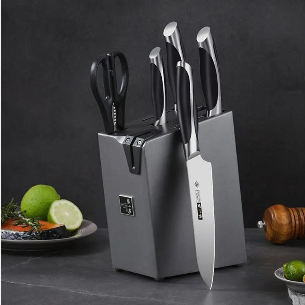ZXQ D310901005 Chunmu Series Cleaver Chef Knife 6pc Set With Sharperner