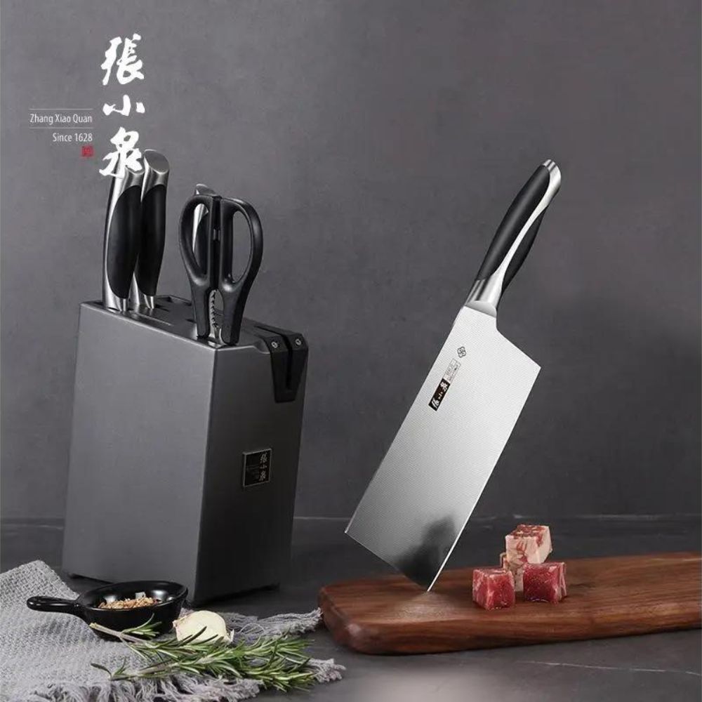 ZXQ D310901005 Chunmu Series Cleaver Chef Knife 6pc Set With Sharperner