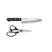 Yokoyama Santoku Knife - 16.5 cm With Kitchen Scissors