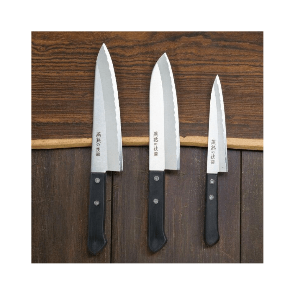Yokoyama Kitchenware 3pcs Set Stainless Steel Santoku Knife - 16.5 cm & Gyuto Knife 18 cm & Petty Knife 13.5 cm