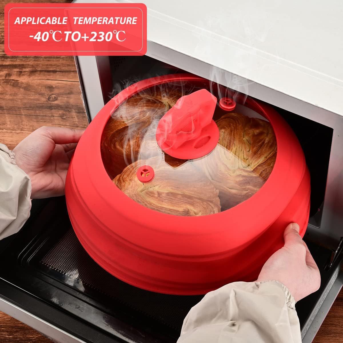JLP Collapsible Microwave and Oven Safe BPA-free Silicone Cover 20-26cm - Red