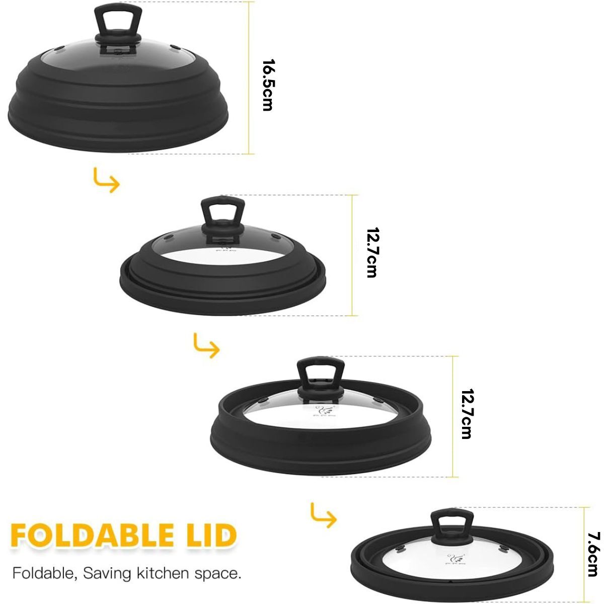 JLP Collapsible Microwave And Oven Safe BPA-free Silicone Cover 24cm~30cm  - Black
