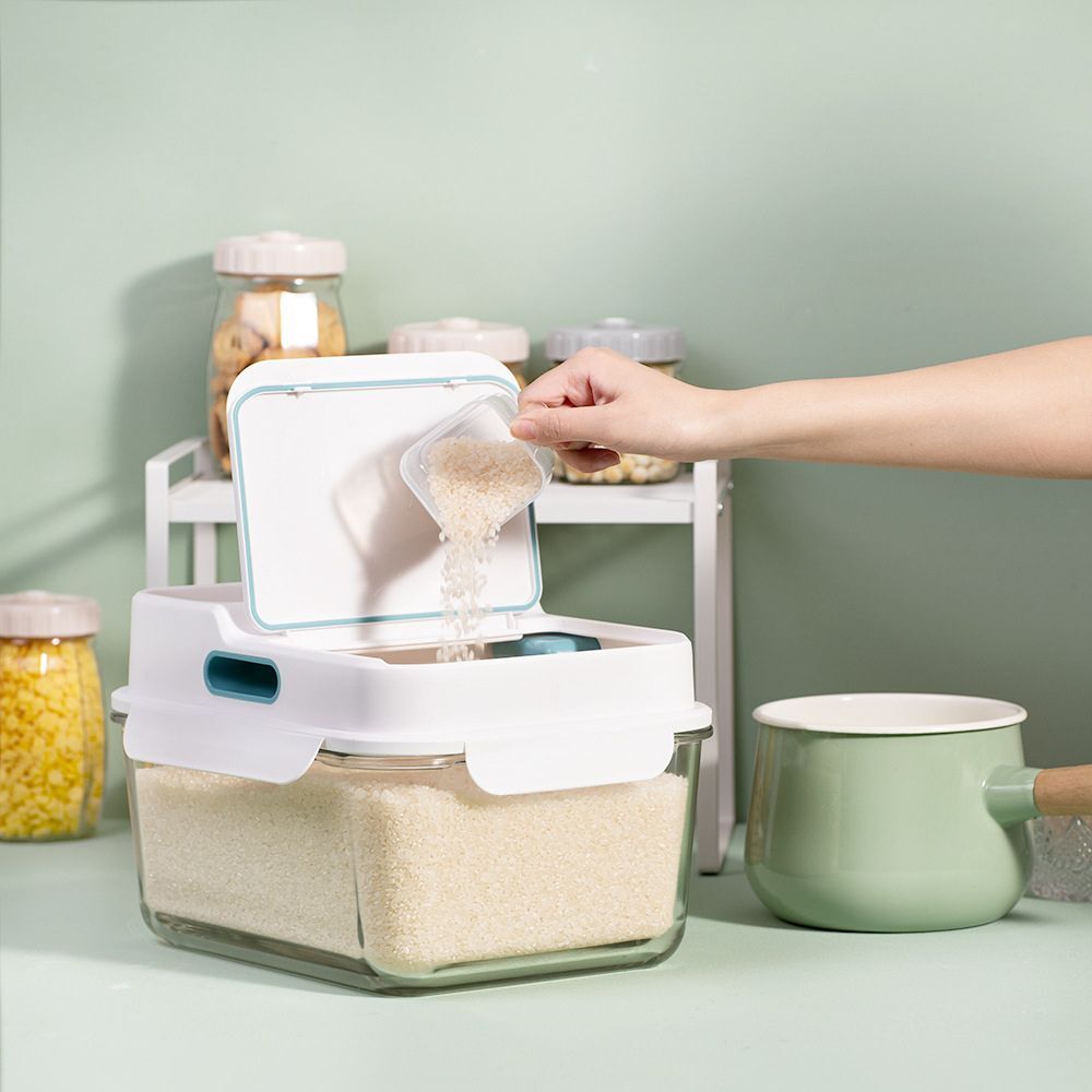Robo Jeff Glass Rice Container 6L - White
