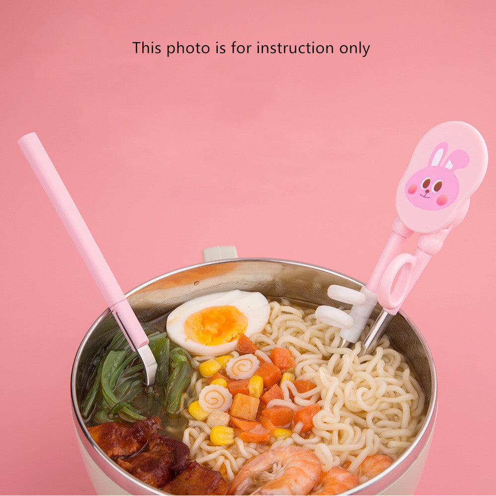 Yesjoy Portable Cartoon Animal Learning Chopsticks Spoon Cutlery 2pcs Set - Assorted