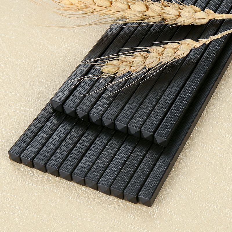 THRJ Bamboo Woven Pattern Alloy Chopsticks 10 Pair 7784