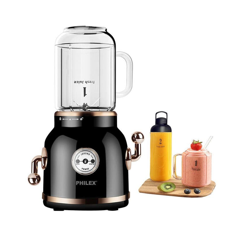 Philex Retro Electric Fruit Blender Smoothies Maker Juice Mixer 600ml-Black