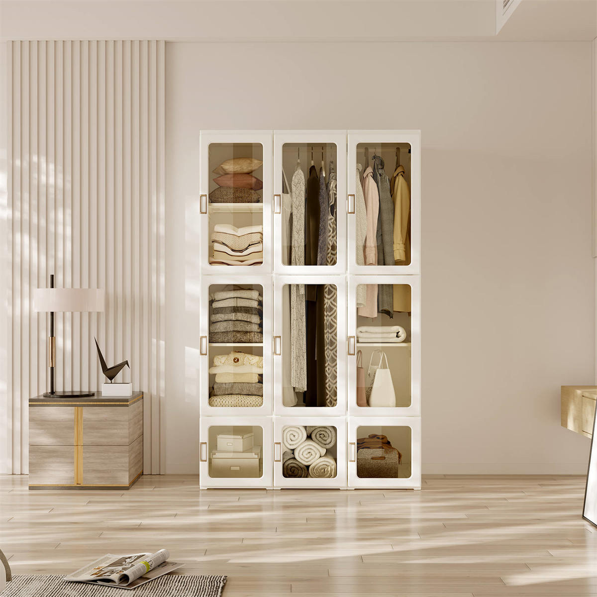 Antbox Cubes Storage Folding Clothes Cabinet Wardrobe With 15 Grids & 11 Doors