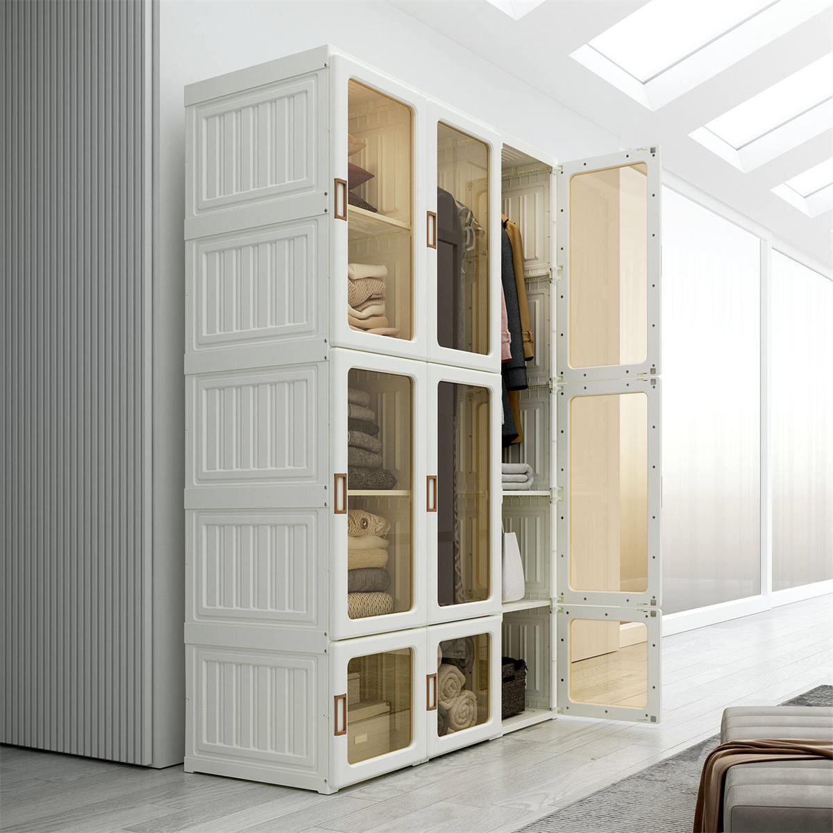 Antbox Cubes Storage Folding Clothes Cabinet Wardrobe With 15 Grids & 11 Doors