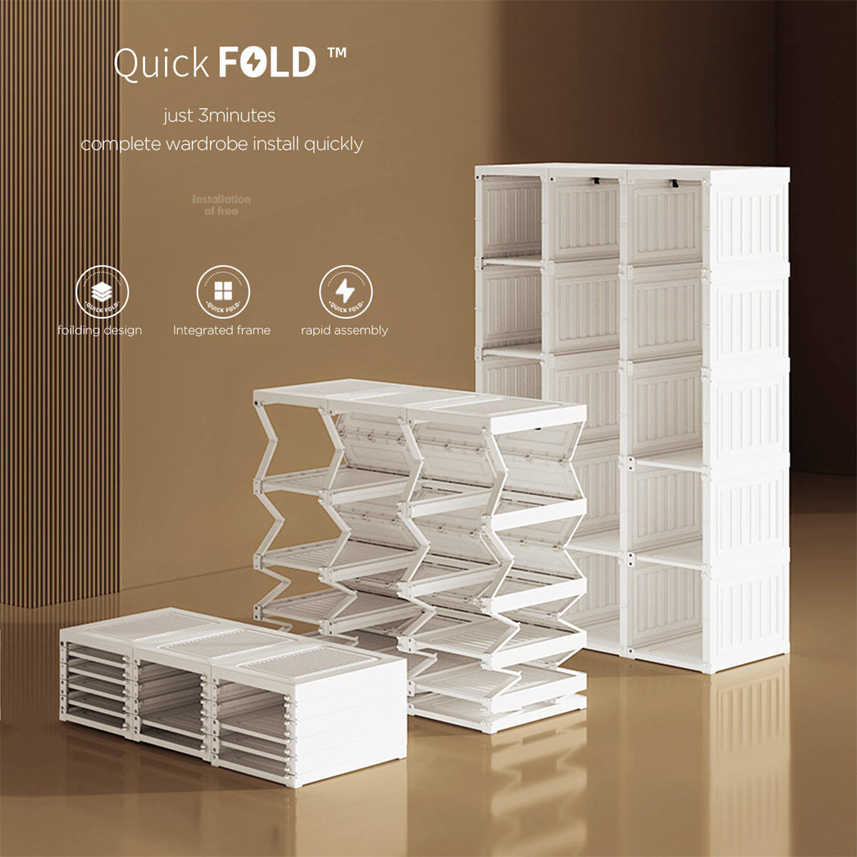 Antbox Cubes Storage Folding Cabinet Wardrobe with 10 Grids & 8 Doors & 1 Hanger