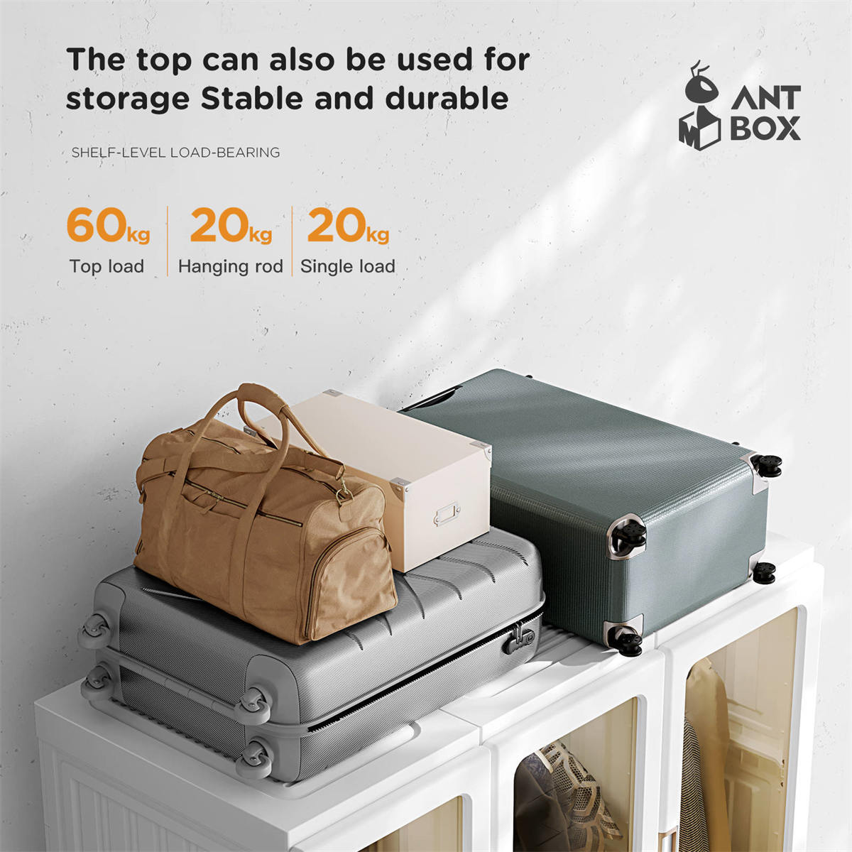Antbox Cubes Storage Folding Cabinet Wardrobe with 10 Grids & 8 Doors & 1 Hanger