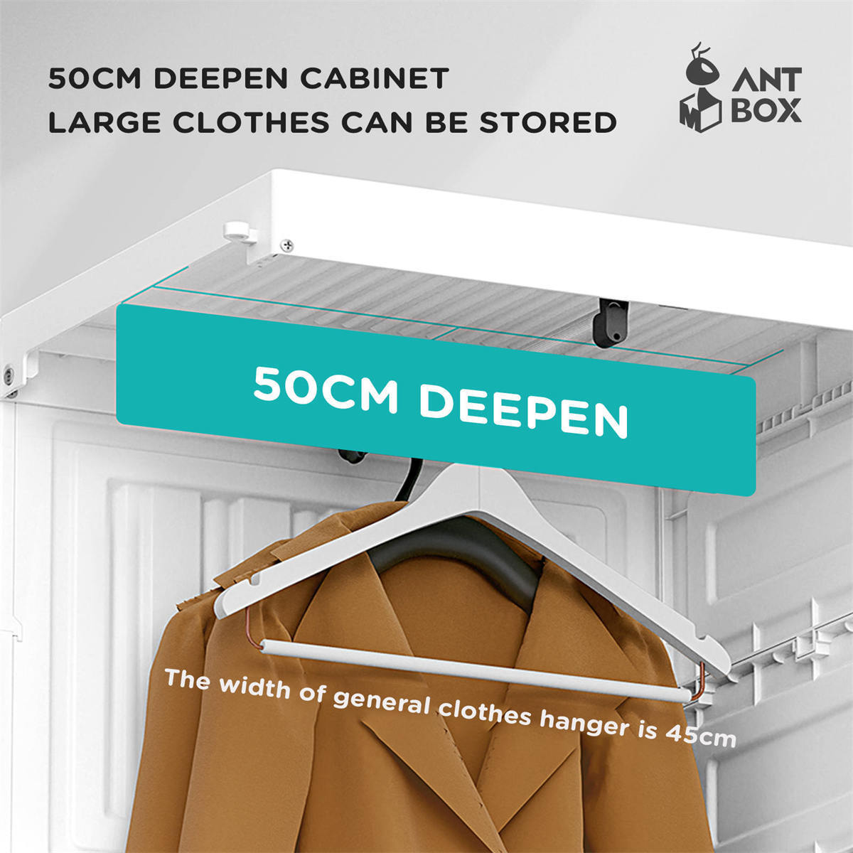 Antbox Cubes Storage Folding Cabinet Wardrobe with 10 Grids & 8 Doors & 1 Hanger