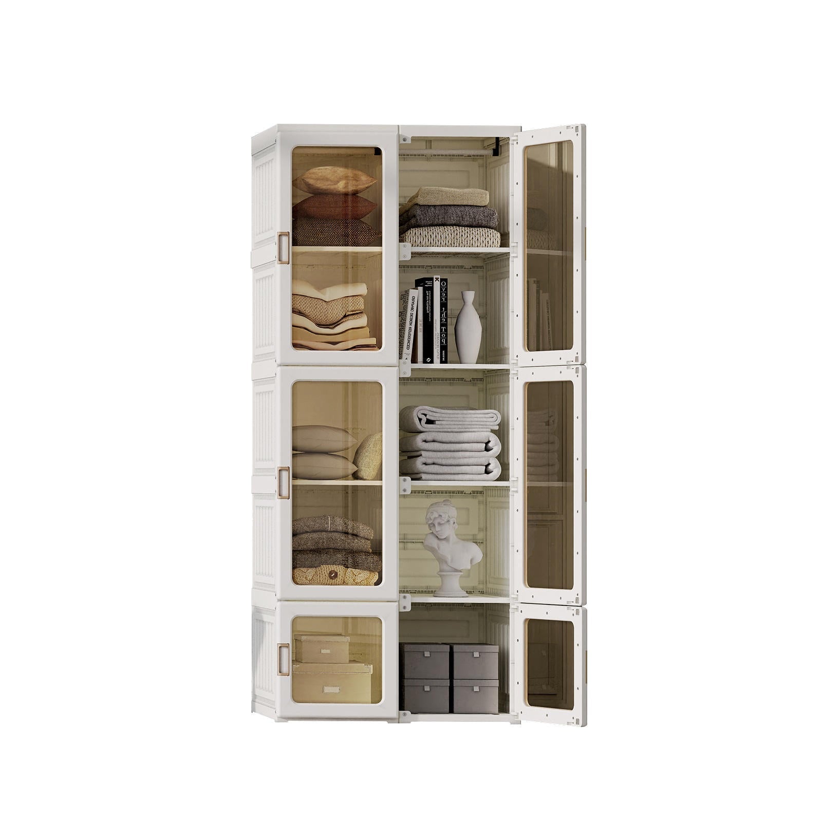 Antbox Cubes Storage Folding Cabinet Wardrobe with 10 Grids & 8 Doors & 1 Hanger