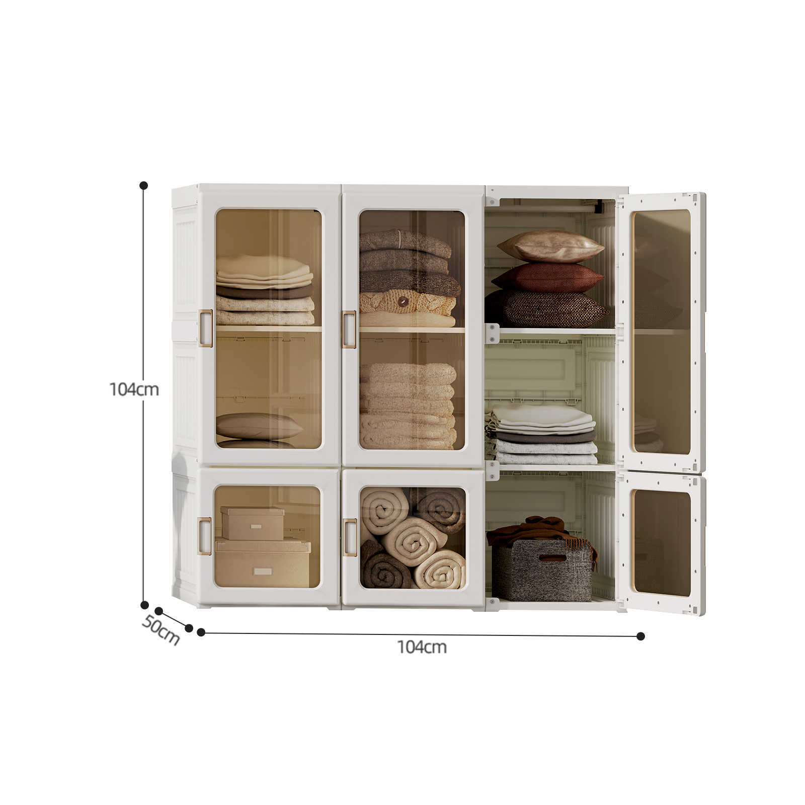 Antbox Cubes Storage Folding Cabinet Wardrobe With 9 Grids & 6 Doors & 1 Hanger