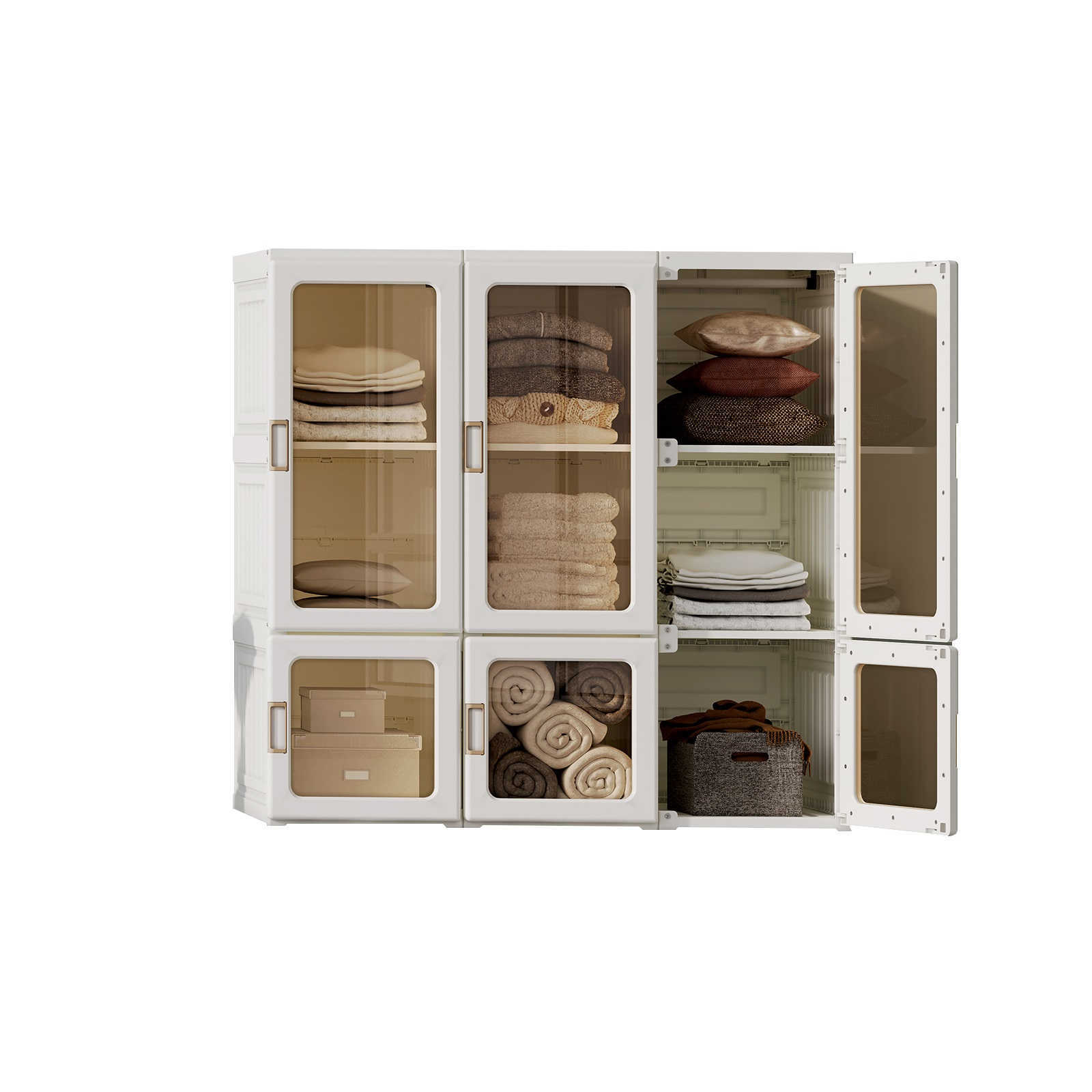 Antbox Cubes Storage Folding Cabinet Wardrobe With 9 Grids & 6 Doors & 1 Hanger