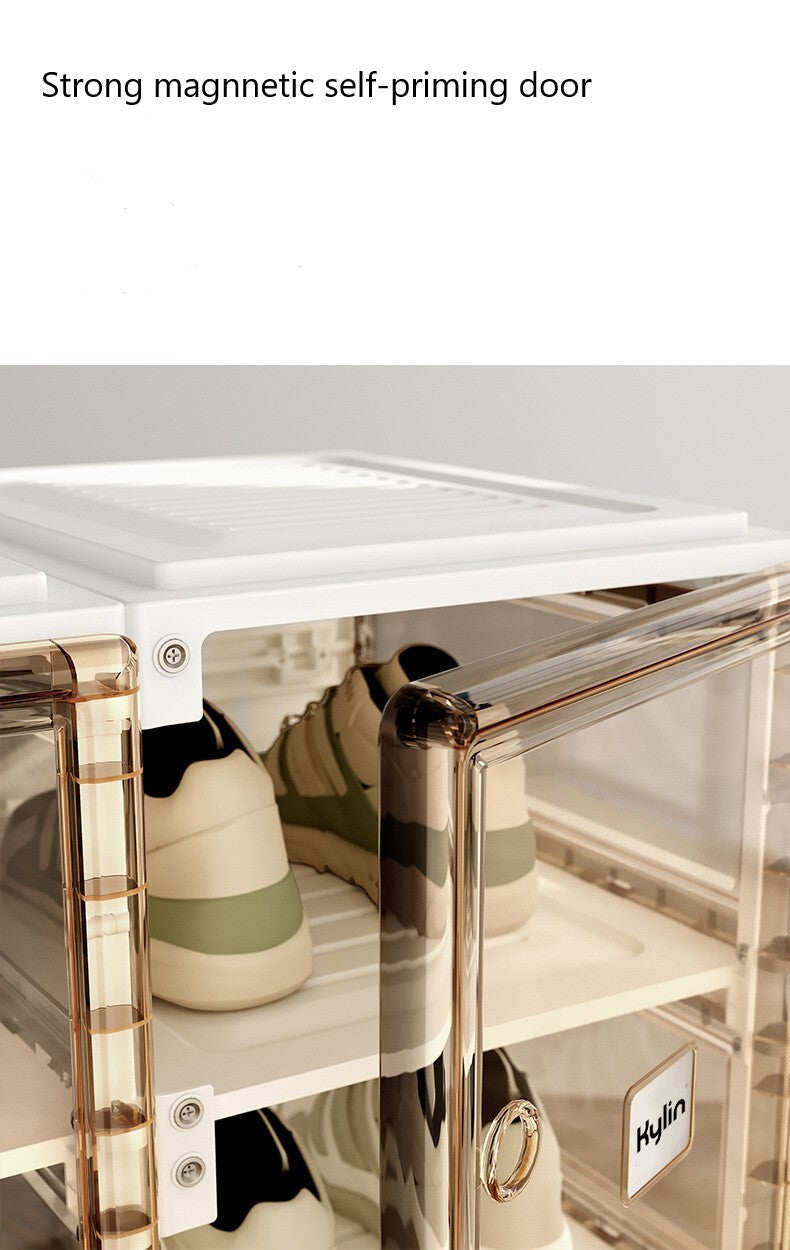 Kylin Cubes Storage Transparent Foldable Shoe Box Set 16 Grids with Clear Door
