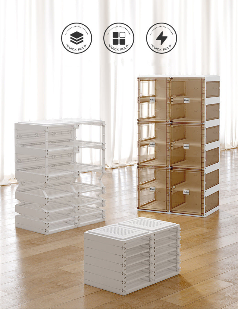 Kylin Cubes Storage Transparent Foldable Shoe Box Set 16 Grids with Clear Door