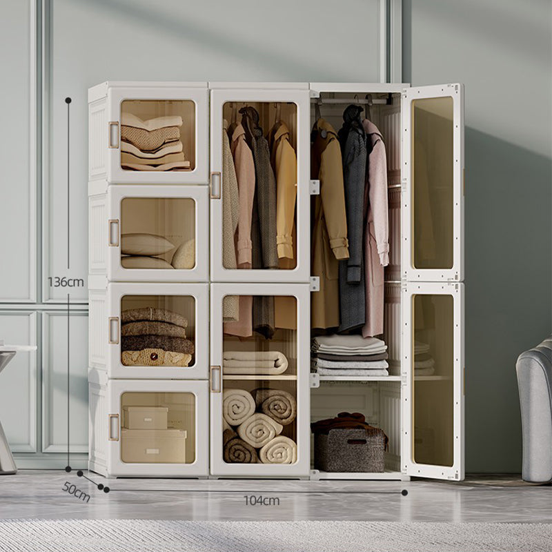 Kylin Cubes Storage Folding Cabinet Wardrobe with 12 Grids & 8 Doors & 2 Hangers