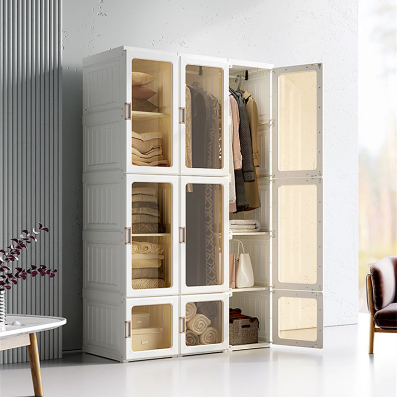 Kylin Cubes Storage Folding Cabinet Wardrobe with 12 Grids & 8 Doors & 2 Hangers