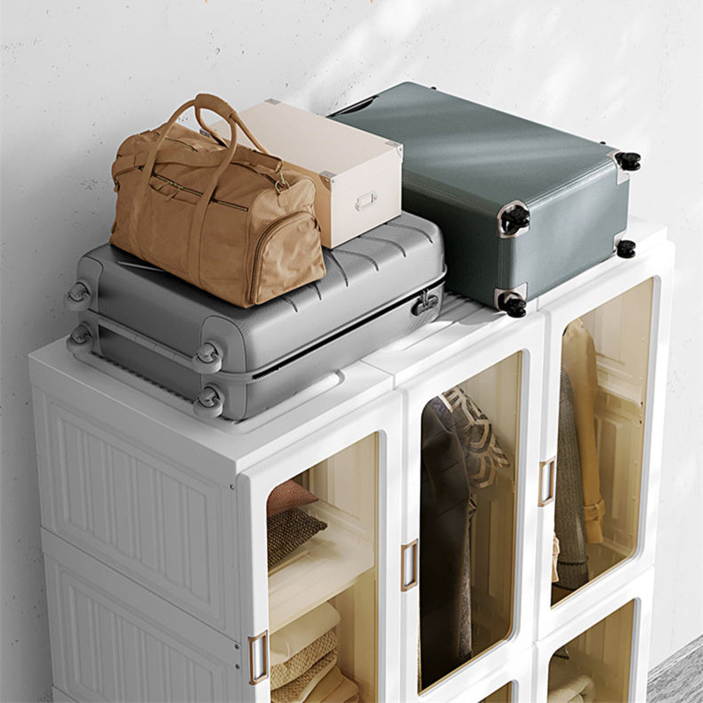 Kylin Cubes Storage Folding Cabinet Wardrobe with 12 Grids & 8 Doors & 2 Hangers
