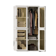 Kylin Cubes Storage Folding Cabinet Wardrobe with 8 Grids & 4 Doors & 1 Hanger