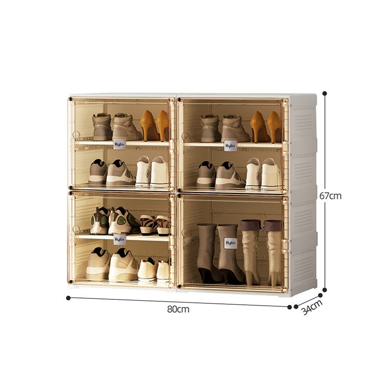 Kylin Cubes Storage Folding Shoe Cabinet With 2 Column & 7 Grids & 4 Clear Door