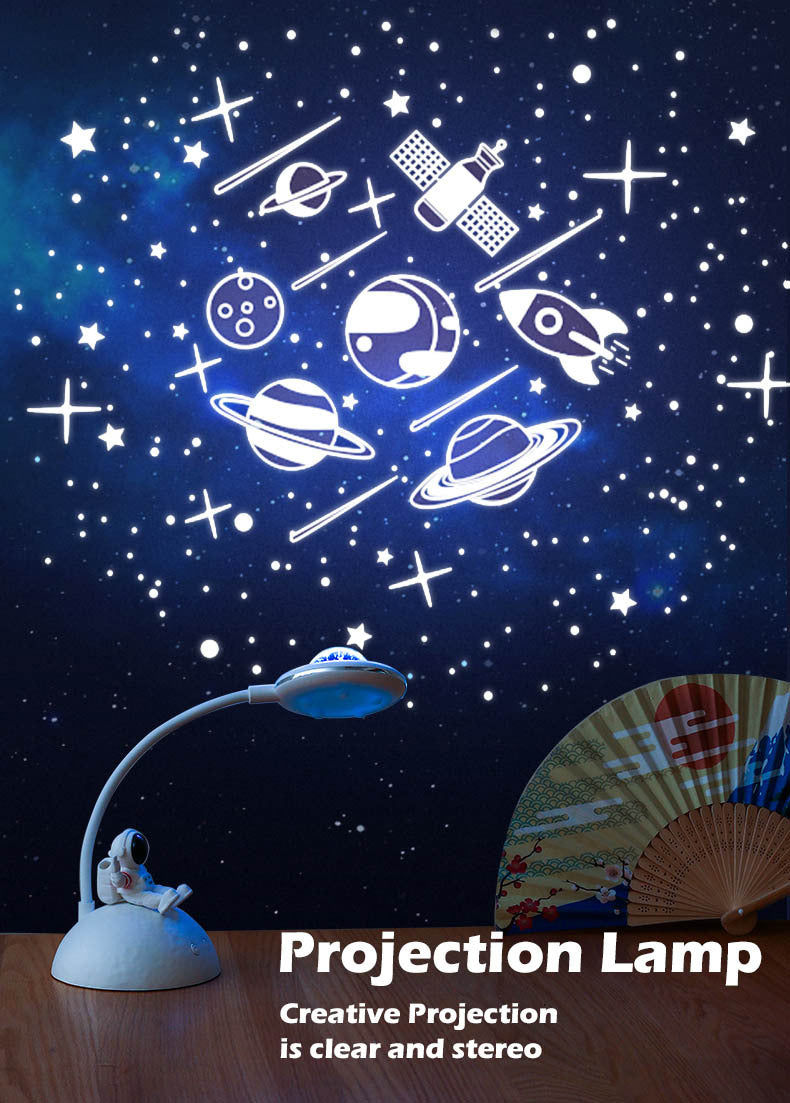 XYD D7 Astronaut Desk Lamp Table Lamp Creative Projector with Phone Holder in White