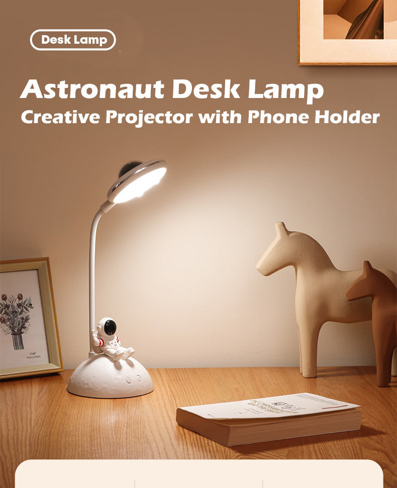 XYD D7 Astronaut Desk Lamp Table Lamp Creative Projector with Phone Holder in White