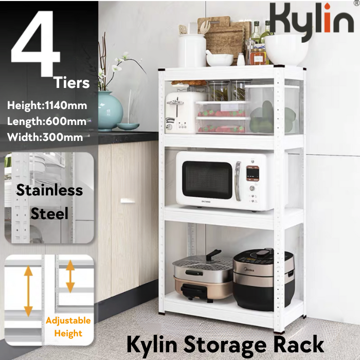 Kylin Storage Shelf Racking Shelving Steel Rack Pallet Storage 4 Tiers) 600mm*300mm*l 1140mm