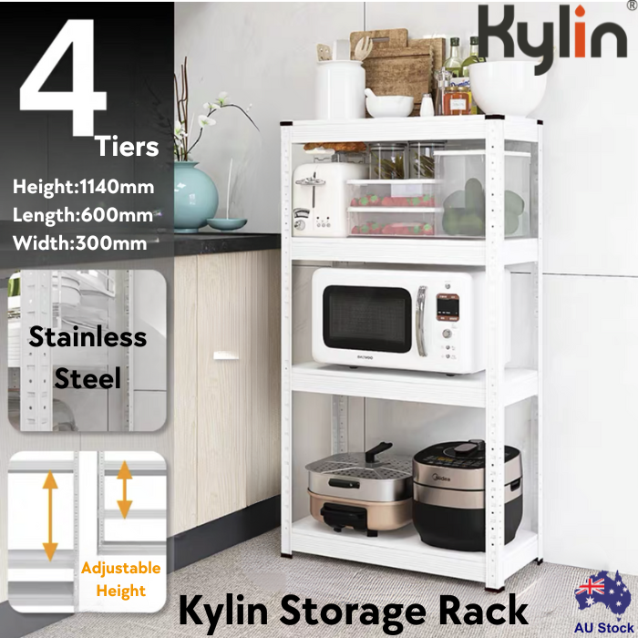 Kylin Storage Shelf Racking Shelving Steel Rack Pallet Storage 4 Tiers) 600mm*300mm*l 1140mm