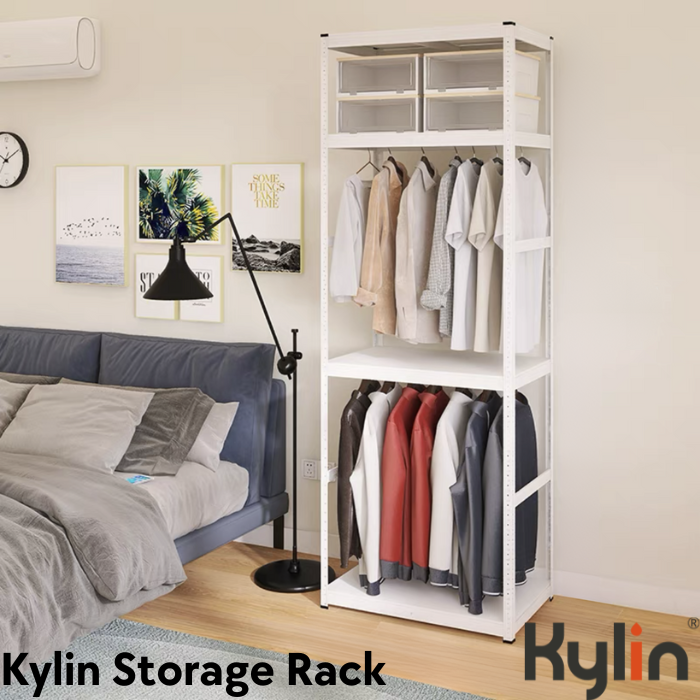 Kylin Wardrobe Storage Shelf Clothes Rack Garment Closet Storage Organizer Hanging Rail Shelf (228cm) 800mm*400mm*2280mm