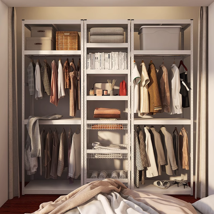 Kylin Wardrobe Storage Shelf Clothes Rack Garment Closet Storage Organizer Hanging Rail Shelf (228cm) 800mm*400mm*2280mm