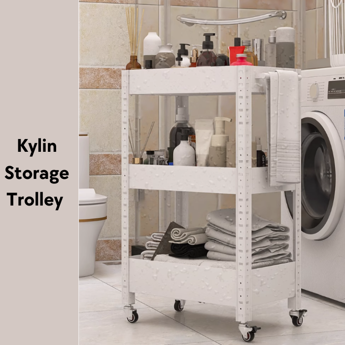 Kylin Storage Trolley Rolling Cart Kitchen Small Shelf Storage With Casters(3 Tiers) 50cm * 30 cm * 80 cm