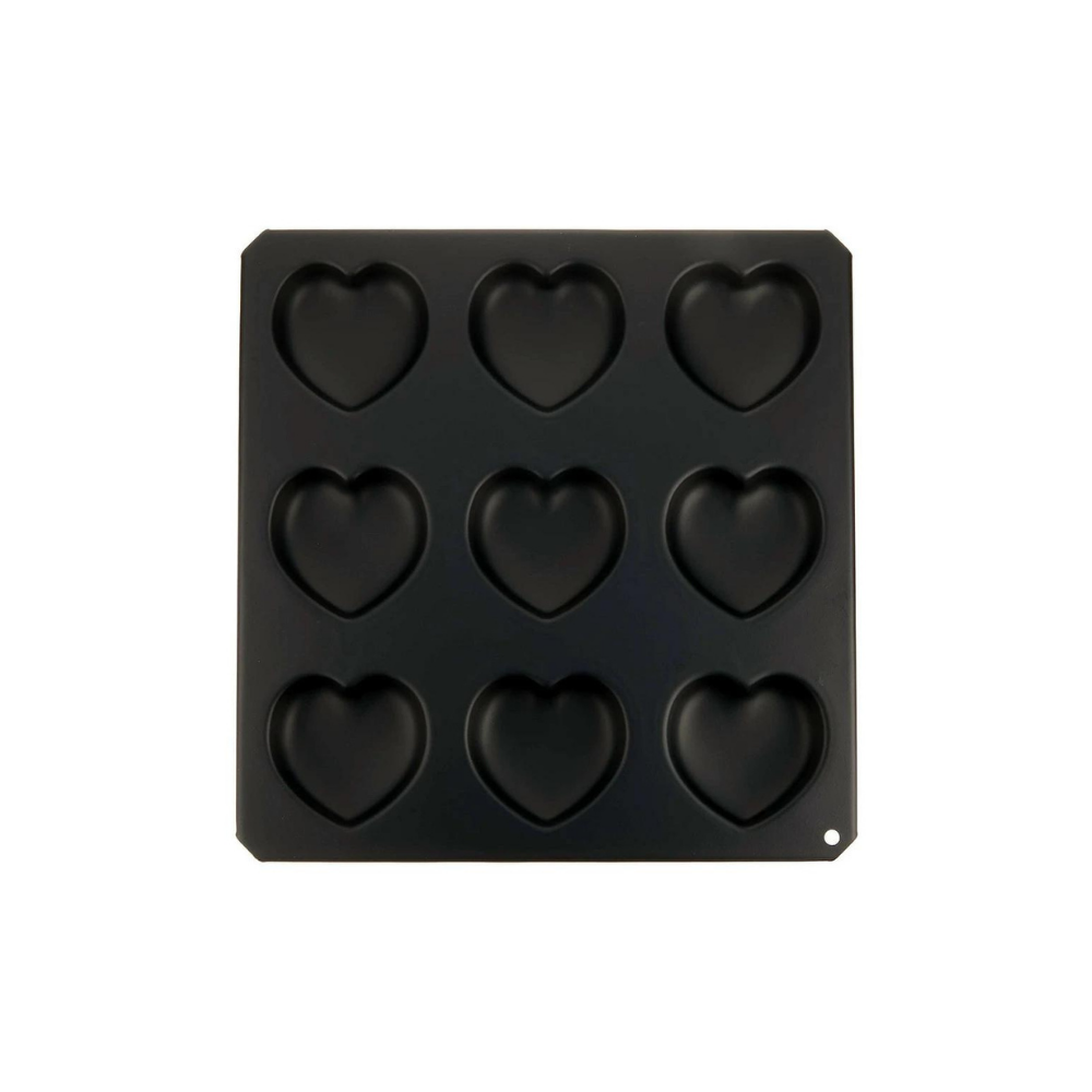 Tiger Crown Heart-Shaped Cake Baking Pan 9P - Black