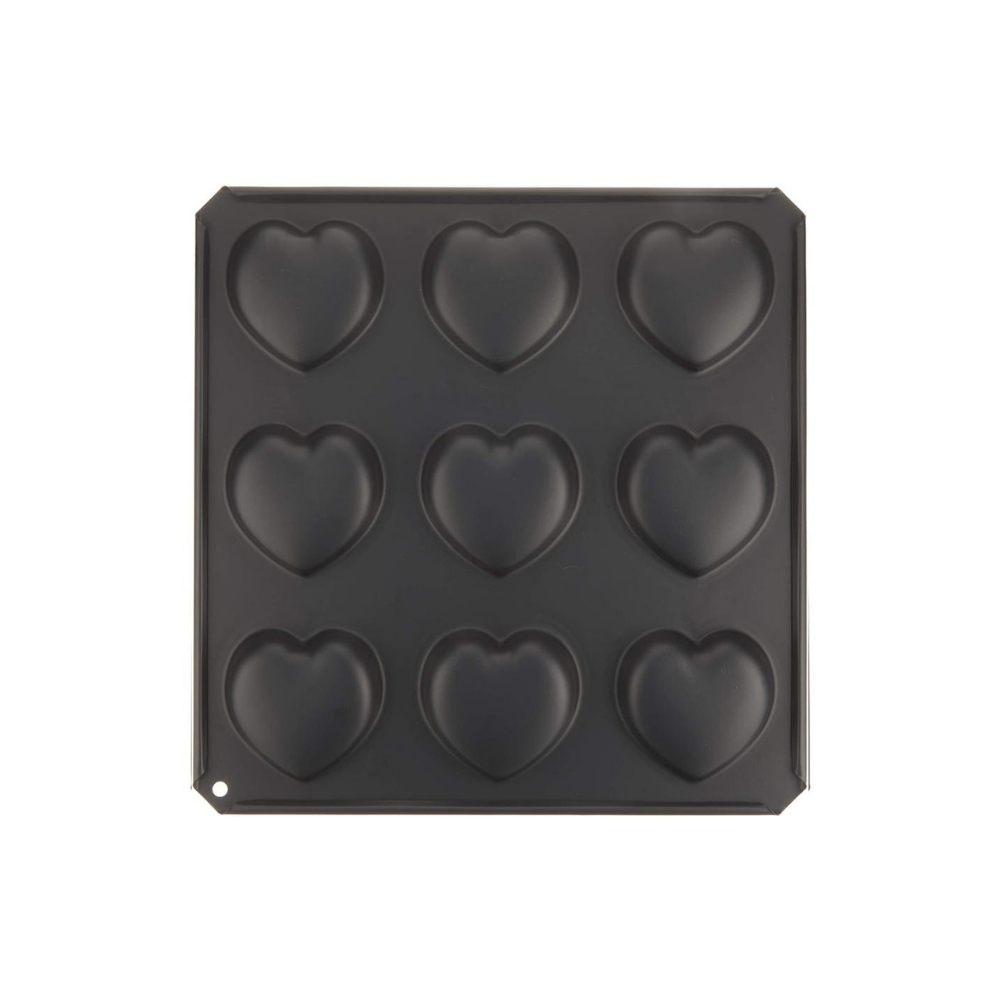 Tiger Crown Heart-Shaped Cake Baking Pan 9P - Black