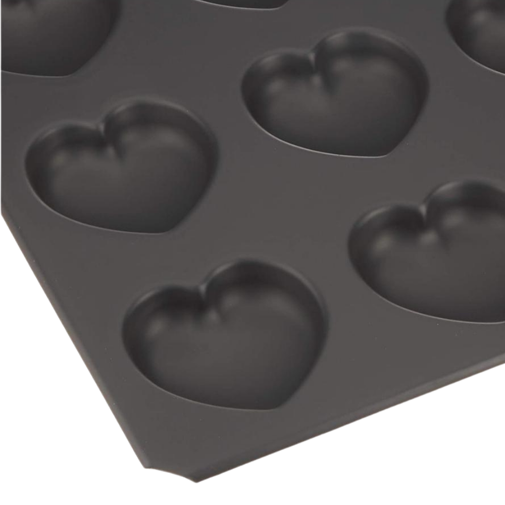 Tiger Crown Heart-Shaped Cake Baking Pan 9P - Black