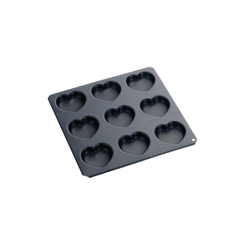 Tiger Crown Heart-Shaped Cake Baking Pan 9P - Black
