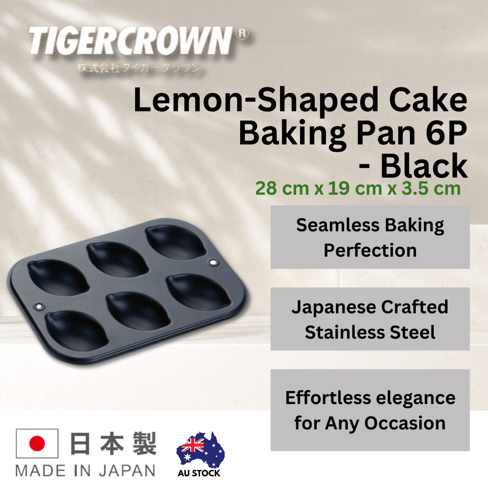 Tiger Crown Lemon-Shaped Cake Baking Pan 6P - Black
